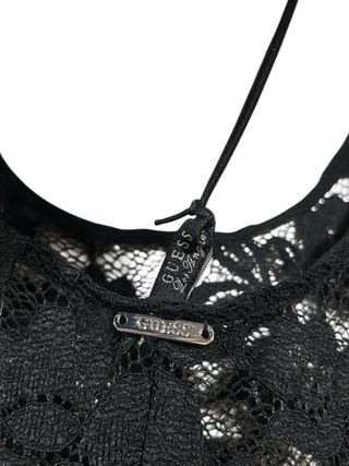 Abito lungo nero in pizzo Guess