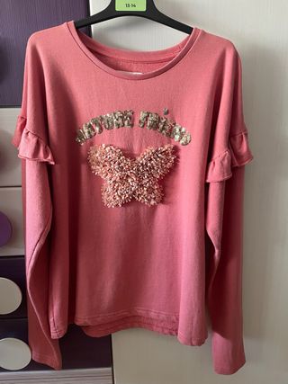 Jersey niña lentejuelas mariposa talla 13/14