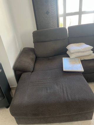 Sofá chaise longue marrón tela