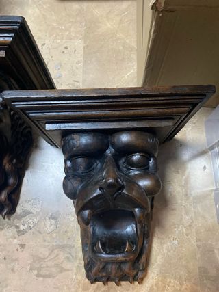 Ménsulas madera cabeza león (2 unidades)