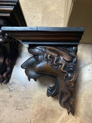 Ménsulas madera cabeza león (2 unidades)
