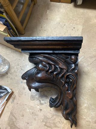 Ménsulas madera cabeza león (2 unidades)