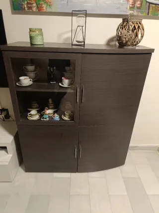 Mueble TV madera y cristal