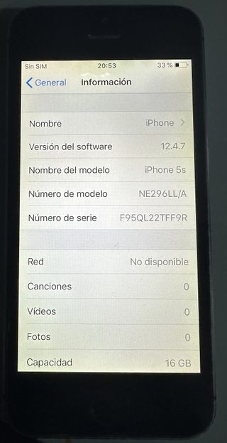 IPHONE 5S NEGRO 16 GB TOUCH ID NO DISPONIBLE