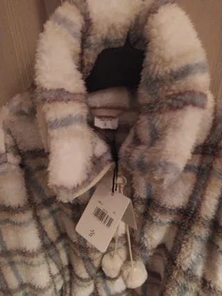 Bata polar corta a cuadros