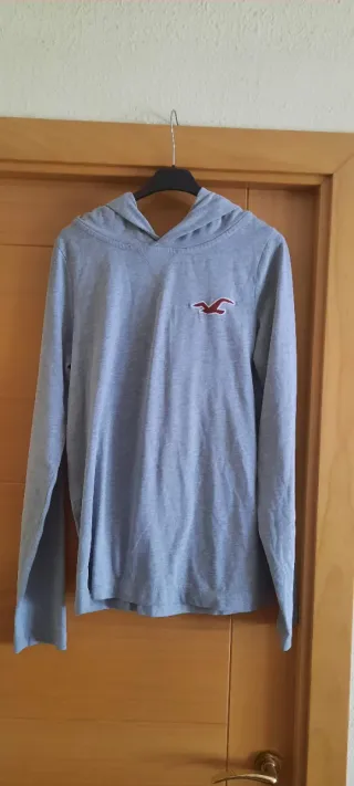 Sudadera Hollister gris con capucha