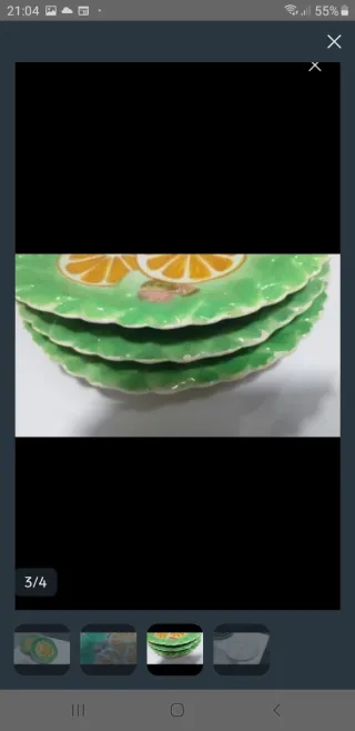 4 Platos Antiguos Postre Naranja Relieve