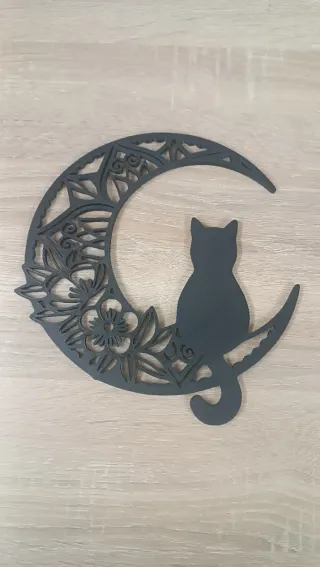 Decoración Gato y Luna Negra