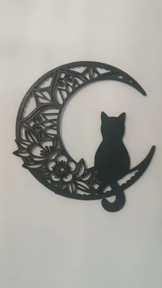 Decoración Gato y Luna Negra