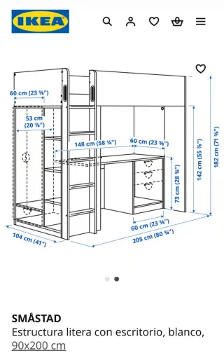 Litera IKEA SMÅSTAD con escritorio