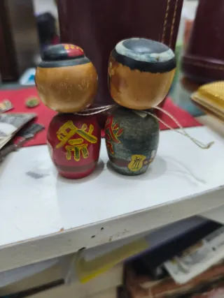 Coppia di Bambole Kokeshi Antiche