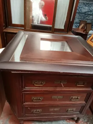 Mueble de entrada vintage madera y cristal