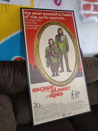 Póster Huida del planeta de los simios en madera