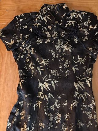 Vestido Chino Tradicional Negro y Dorado