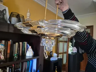 Lámparas de techo dorada y cristal