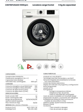 Lavadora seis kilos