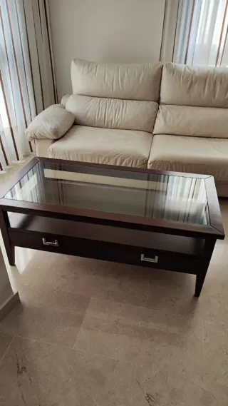 Mesa de centro madera y cristal