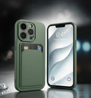 Funda iPhone 15 Pro Verde con tarjetero