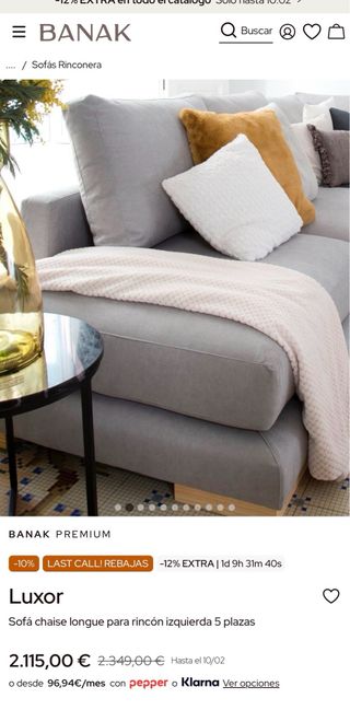 Sofá Rinconera Beige Tela