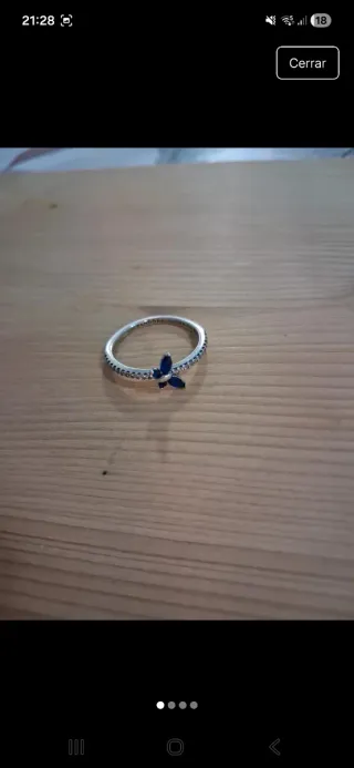 Anillo Pandora Mariposa Azul y Plata