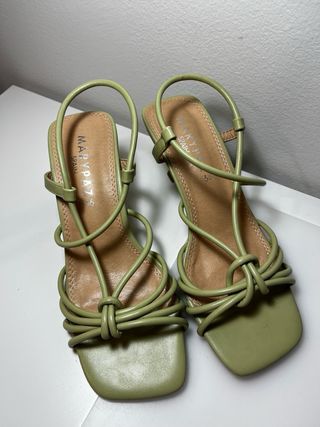 Sandalias Marypaz tacón 5cm verde talla 36