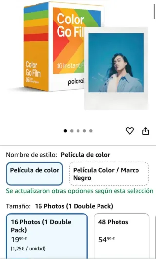 Recambio Polaroid Go Color Film 16 Fotos