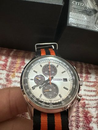 Citizen Eco Drive Cronografo Arancione/Argento