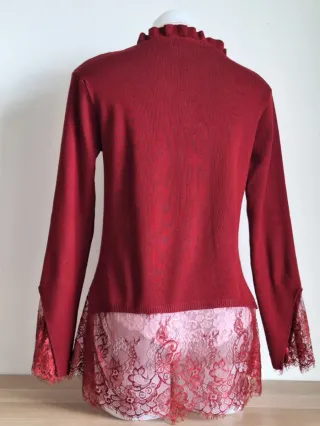 Jersey Mujer Encaje Borgoña