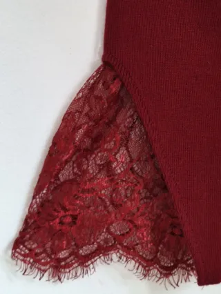 Jersey Mujer Encaje Borgoña