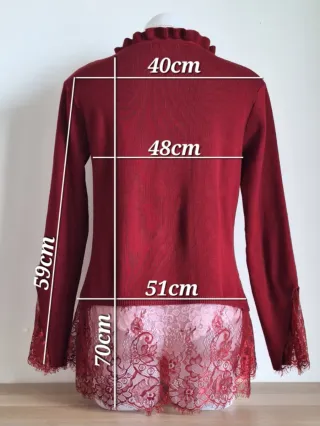 Jersey Mujer Encaje Borgoña