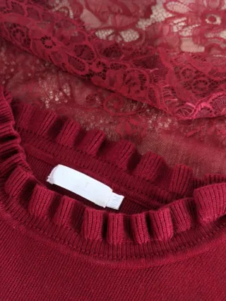 Jersey Mujer Encaje Borgoña