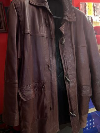 Trenca de cuero hombre marrón