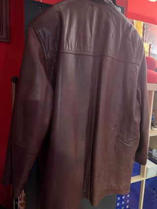 Trenca de cuero hombre marrón