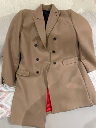 Abrigo paño largo beige. Marca el Ganso. Talla 56