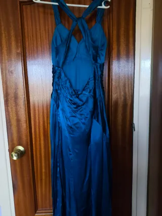 Vestido largo azul verdoso