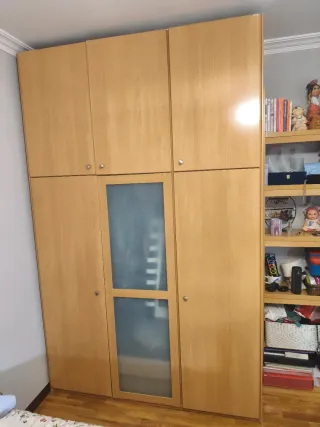 Armario 6 puertas madera y cristal