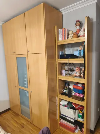 Armario 6 puertas madera y cristal