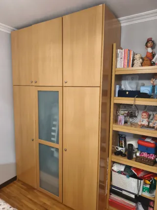 Armario 6 puertas madera y cristal