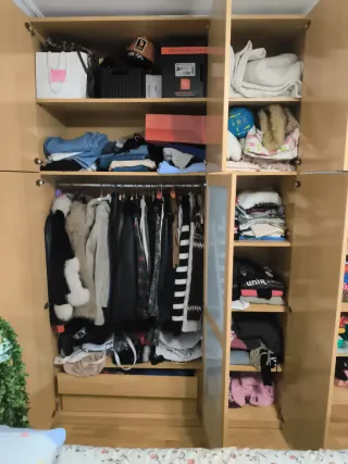 Armario 6 puertas madera y cristal