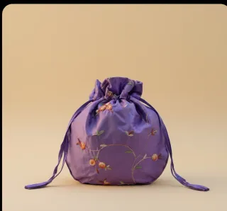 Bolso Bombonera Lila Bordado Flores