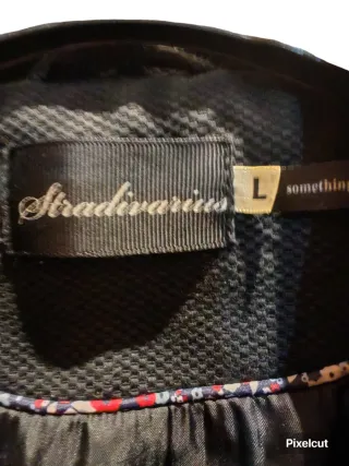 Abrigo piqué negro mujer talla L