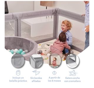 Parque infantil bebé gris 150x180
