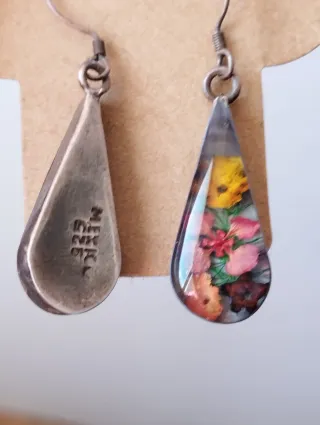 Pendientes Taxco Plata 925 Flores Resina