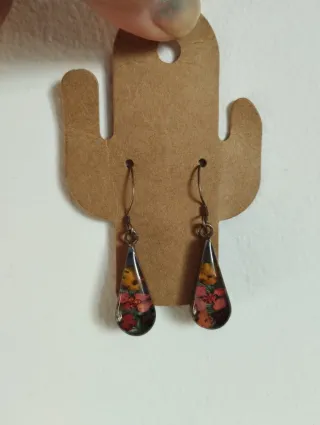 Pendientes Taxco Plata 925 Flores Resina