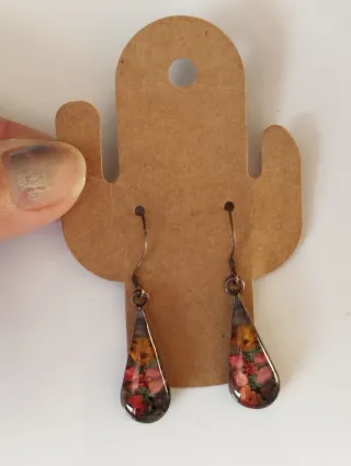 Pendientes Taxco Plata 925 Flores Resina