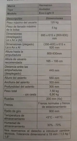 Andador con asiento acolchado