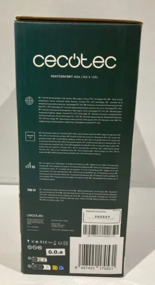 Manta Eléctrica Cecotec Gris 115W