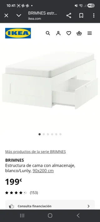 BRIMNES Extructura cama  y somier laminas Lónset