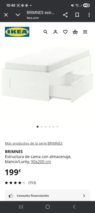 BRIMNES Extructura cama  y somier laminas Lónset