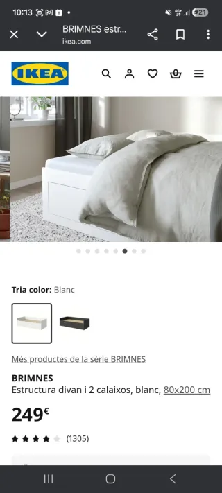 BRIMNES Extructura cama  y somier laminas Lónset